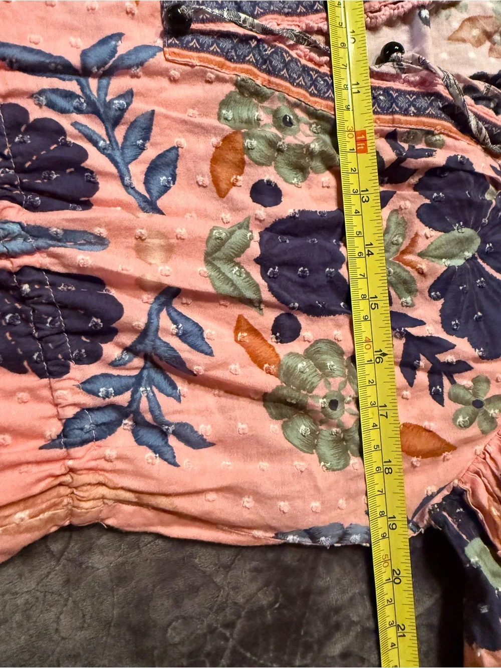 Farm Rio Pink & Blue Swiss Dot Floral Puff-Sleeve Dress